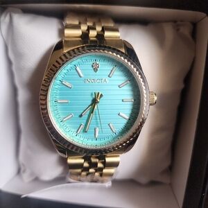 Invicta Gold Watch with Turquoise Dial